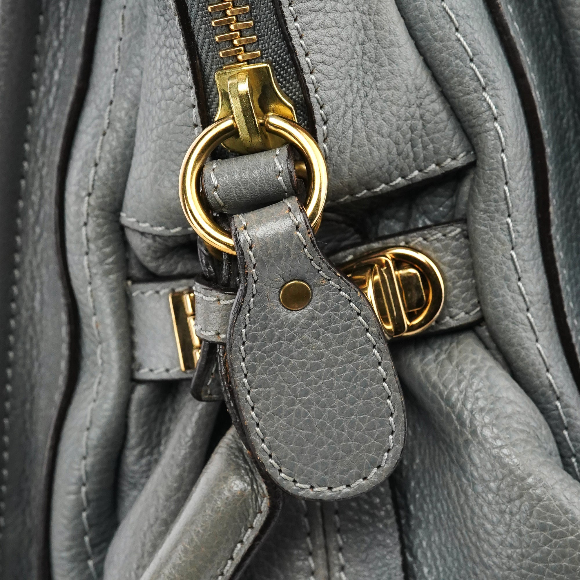 Chloé Paraty 2-Way Tasche aus grauem Leder