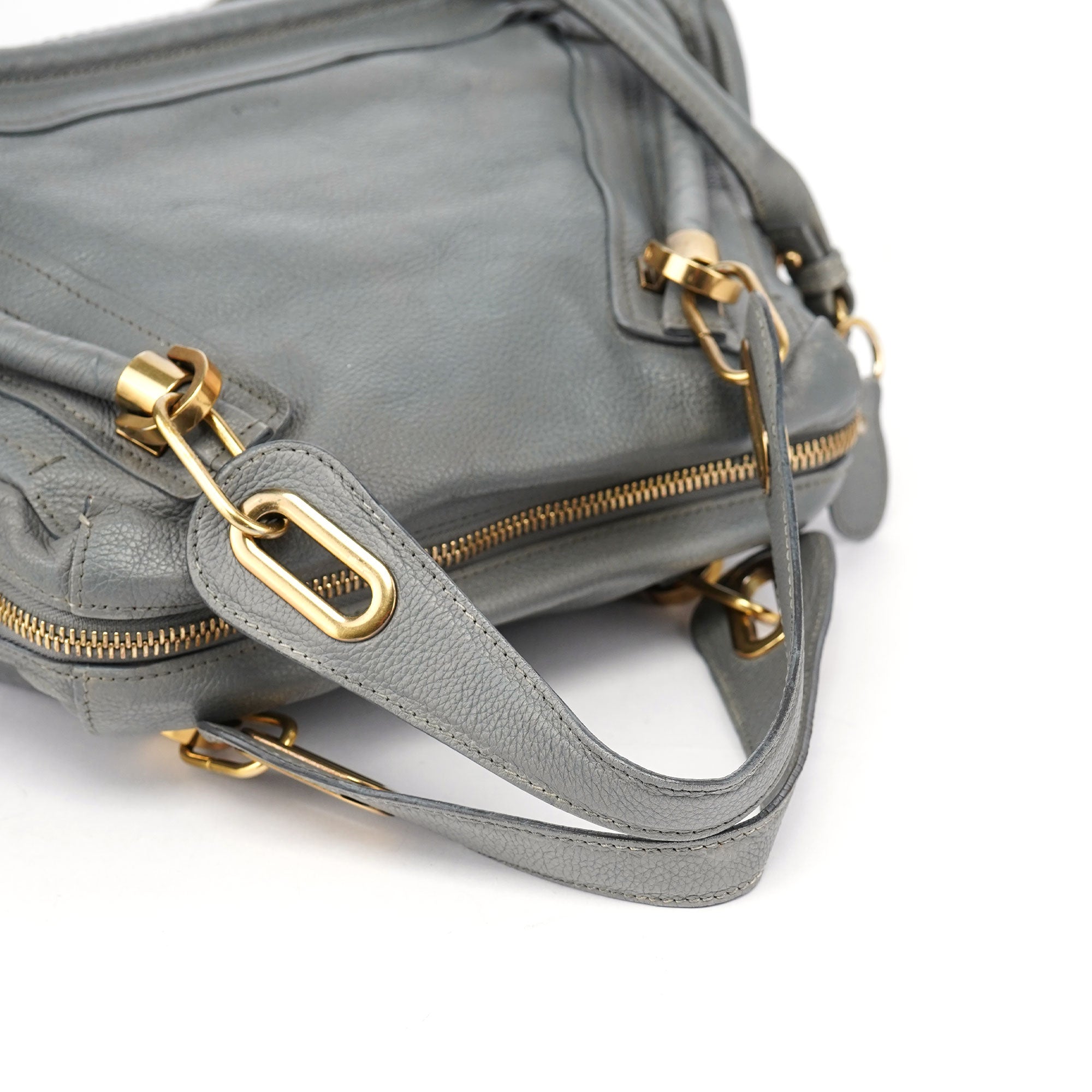 Chloé Paraty 2-Way Schultertasche aus grauem Leder