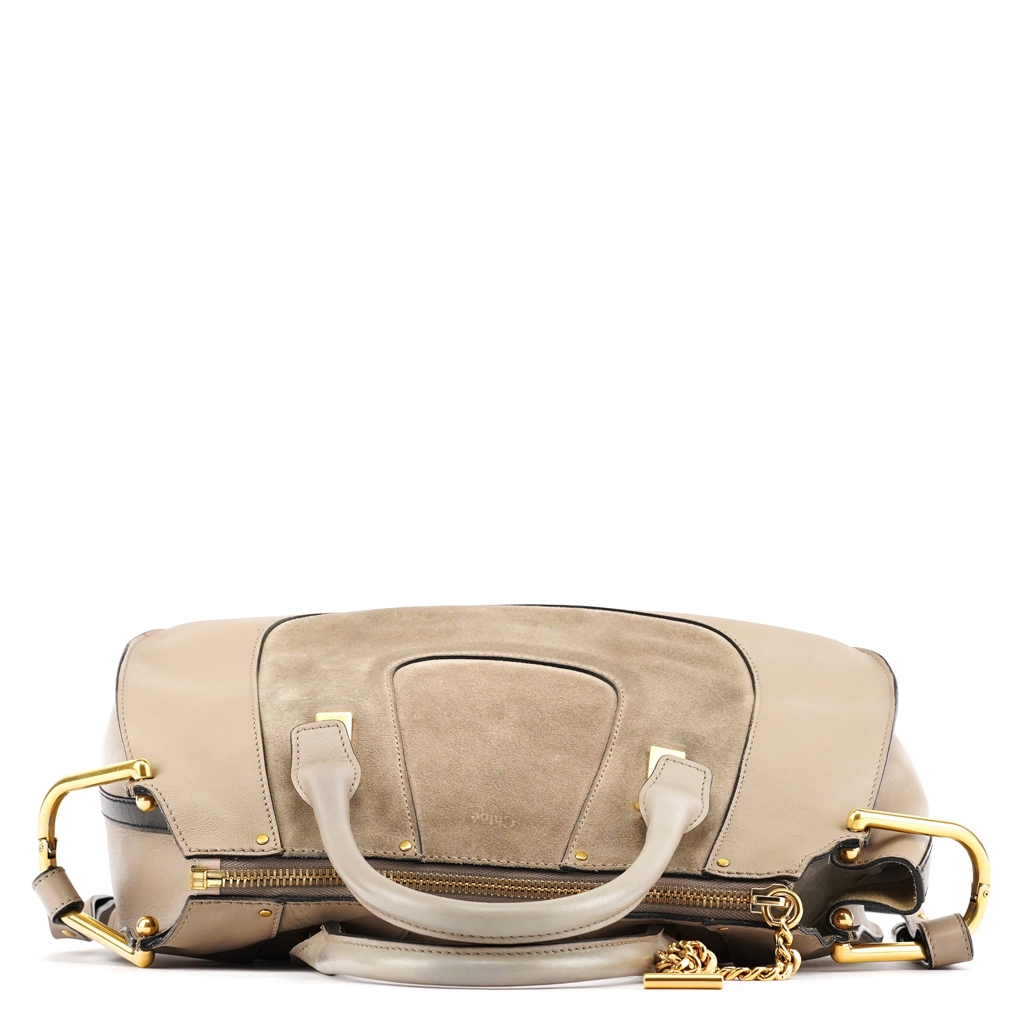 Chloé Hayley 2-Way Bag aus grauem Leder und Veloursleder