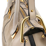Chloé Hayley 2-Way Bag aus grauem Leder und Veloursleder