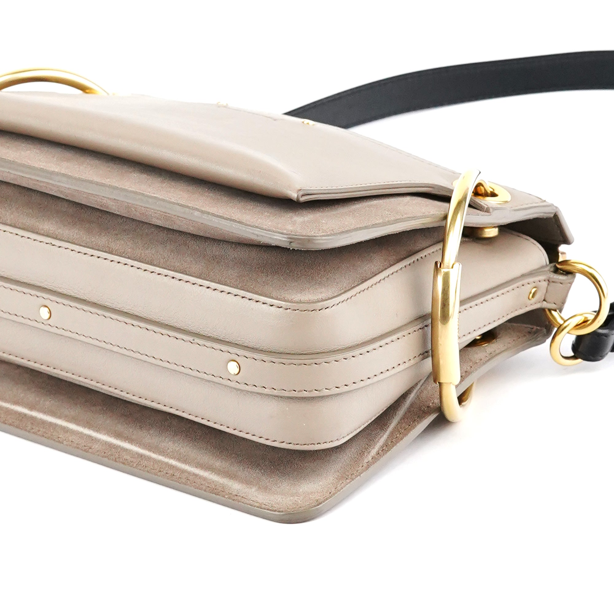 Chloe Grey Leather Suede Roy 2-Way Bag
