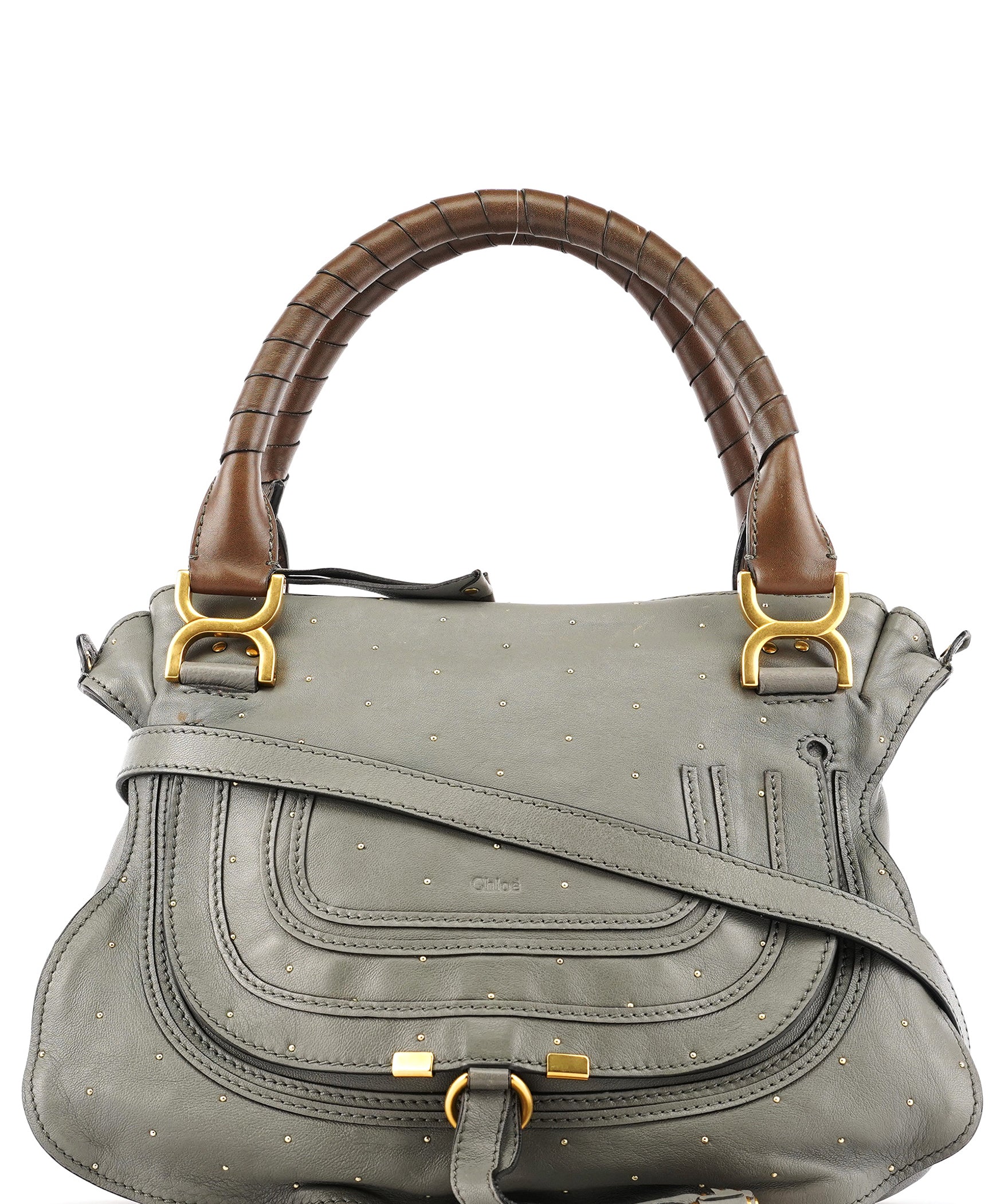 Chloé Grey Studded Leather Marcie 2-Way Bag