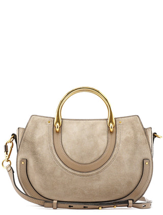 Chloe Grey Suede Leather Pixie 2-Way Bag