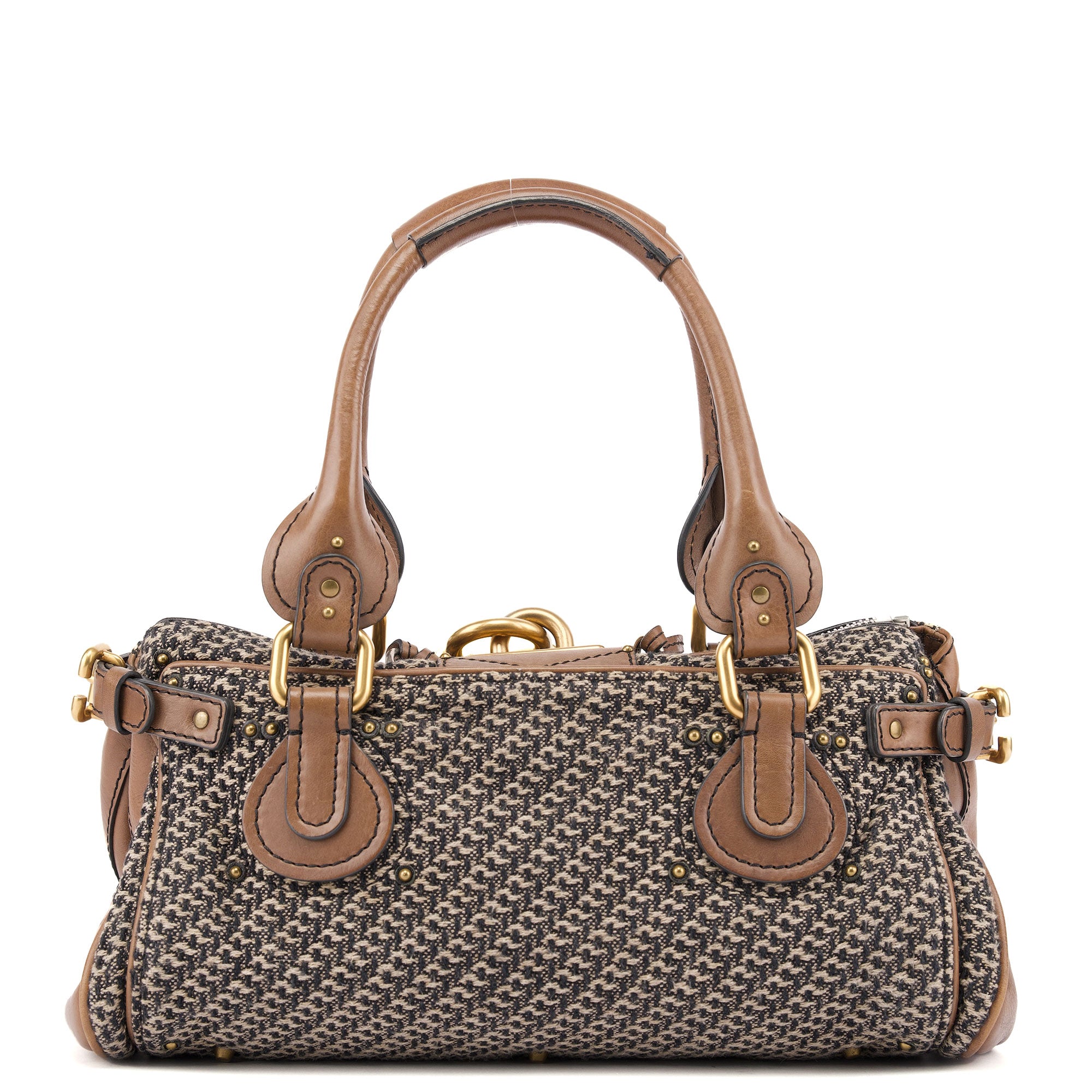 Chloé Grey Tan Tweed Paddington Shoulder Bag