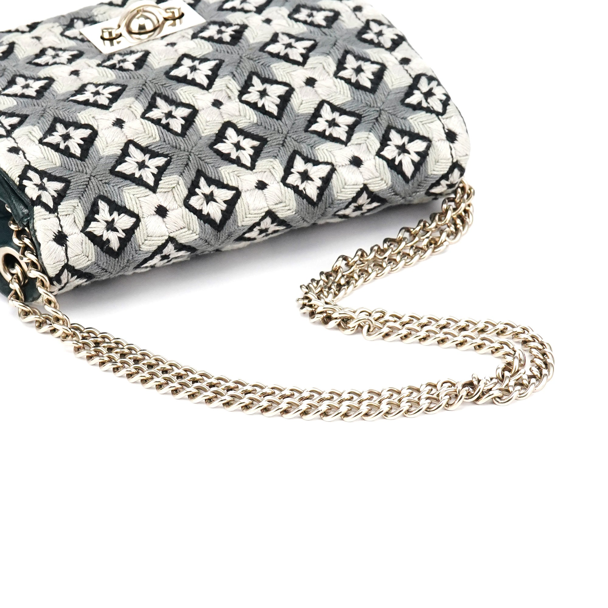 Chloe Grey Wool Knit Chain Shoulder Bag