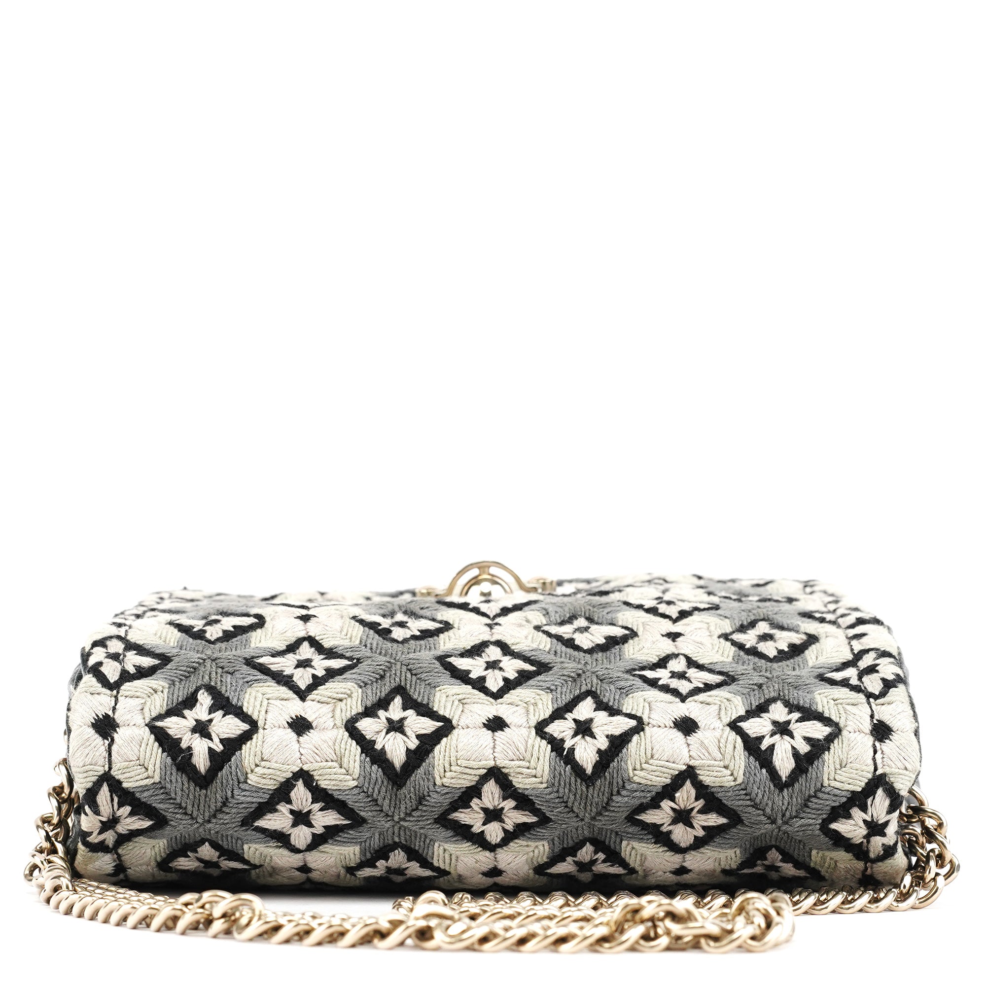 Chloe Grey Wool Knit Chain Shoulder Bag