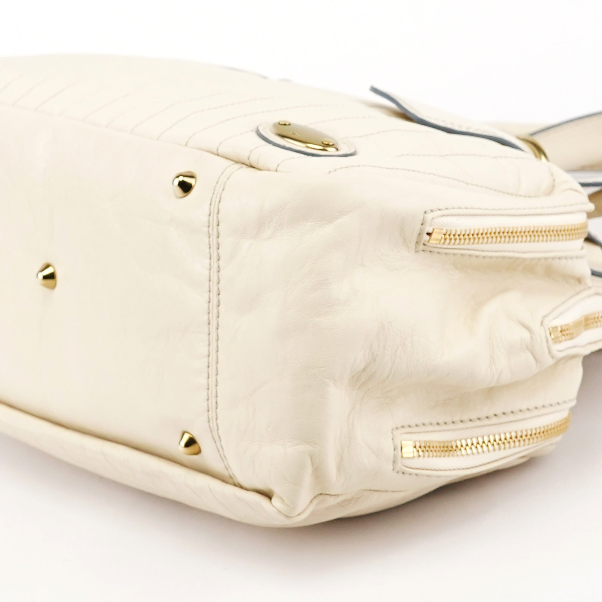 Chloe Ivory Leather Bay Tote Bag