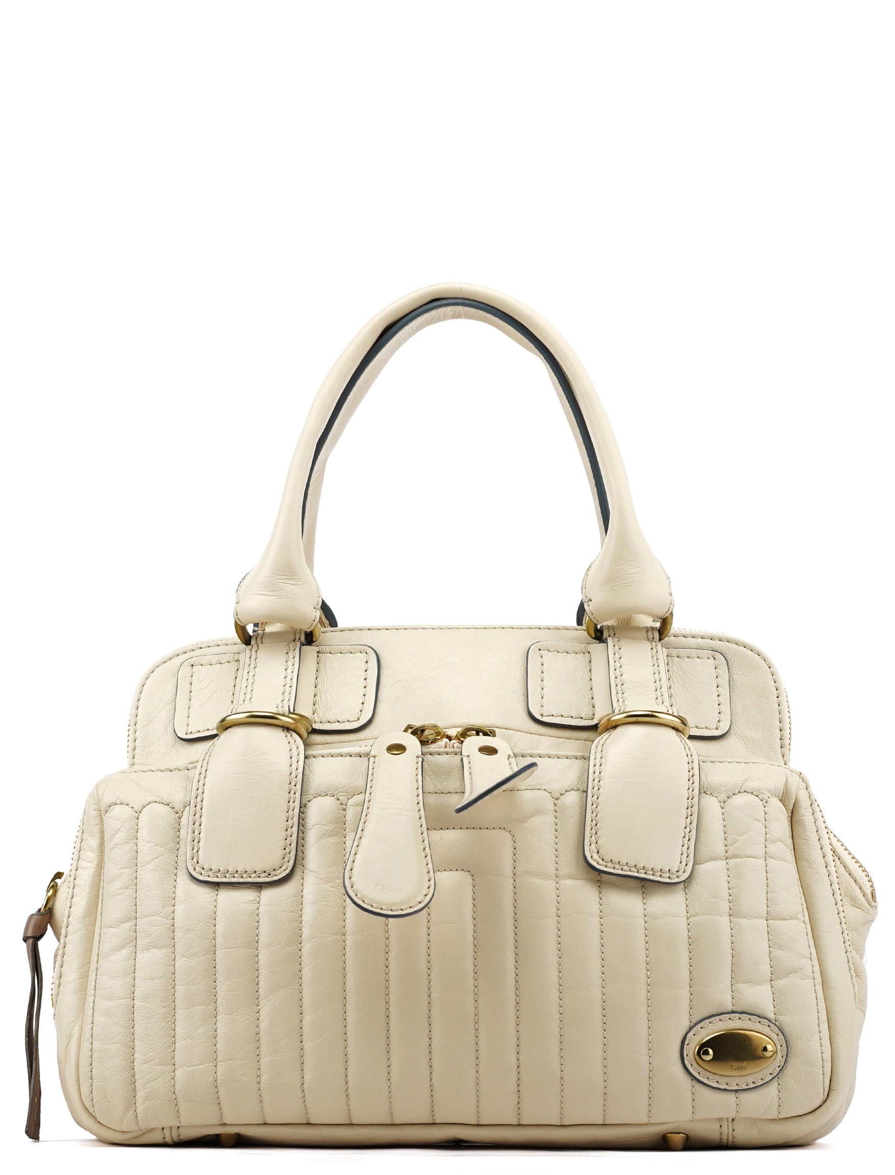 Chloe Ivory Leather Bay Tote Bag