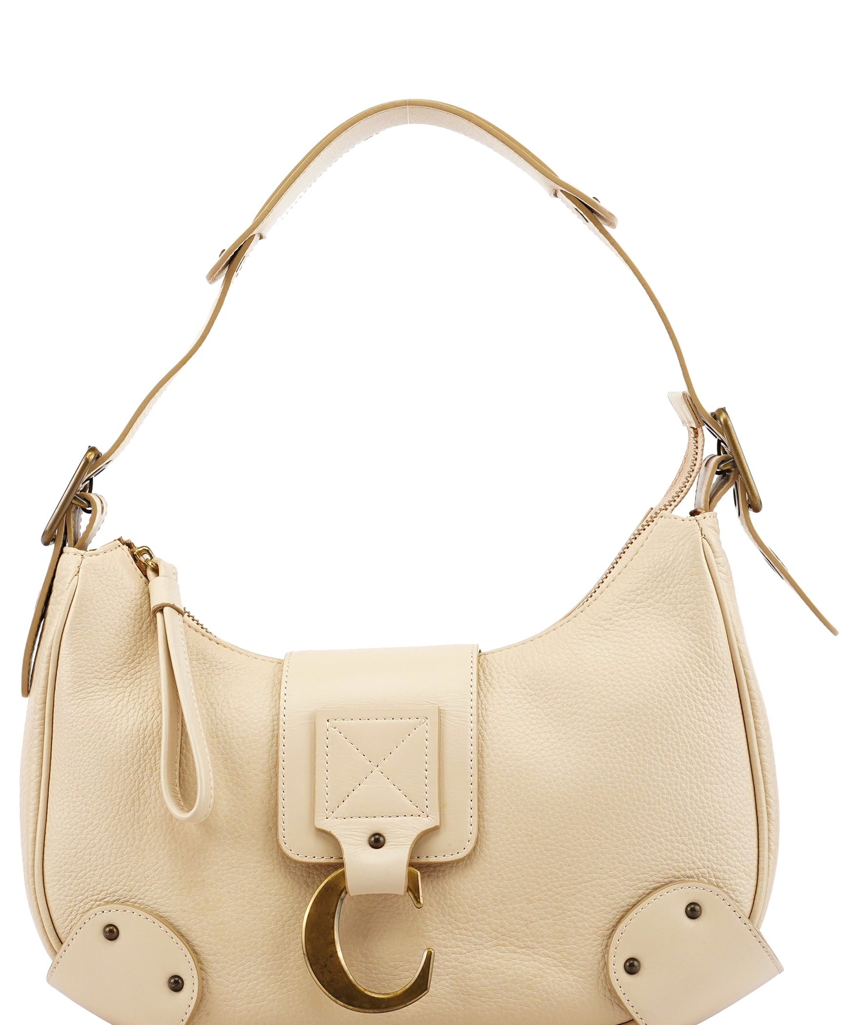 Chloé Ivory Leather C Buckle Shoulder Bag