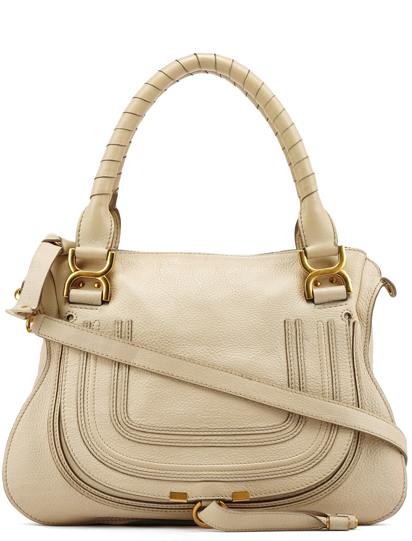Chloé Sac deux portés Marcie en cuir ivoire