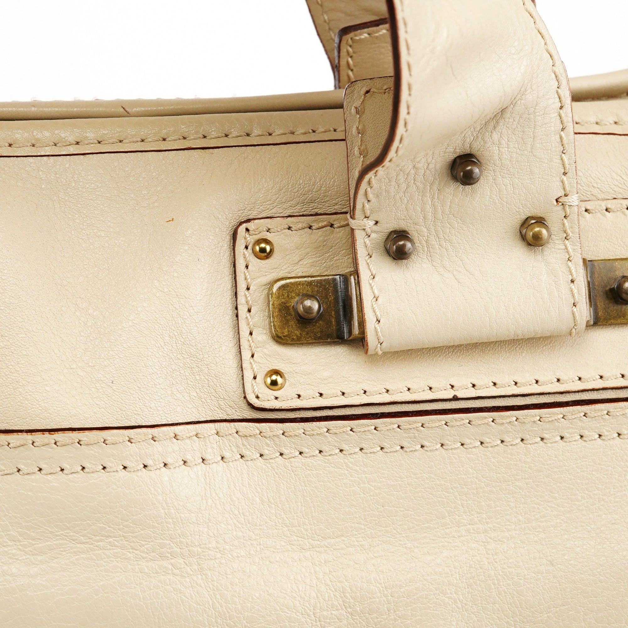 Chloe Ivory Leather Tracy Tote Bag