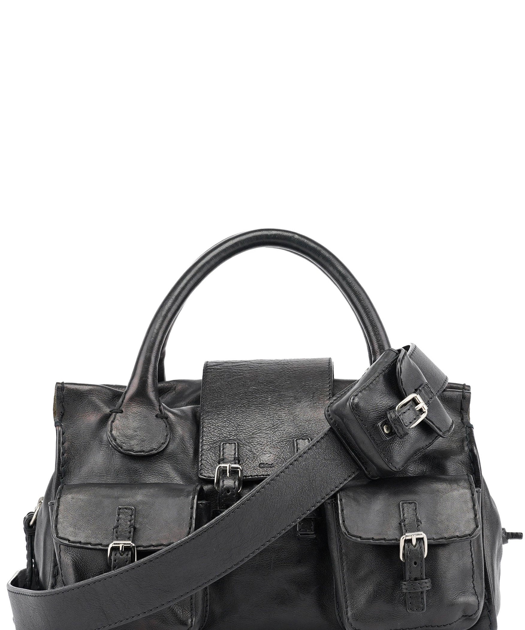 Chloé Large Black Leather Edith Tote Bag