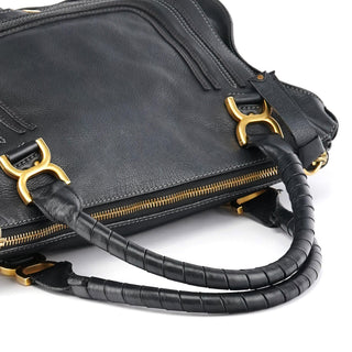 Chloe Large Black Leather Marcie Shoulder Bag