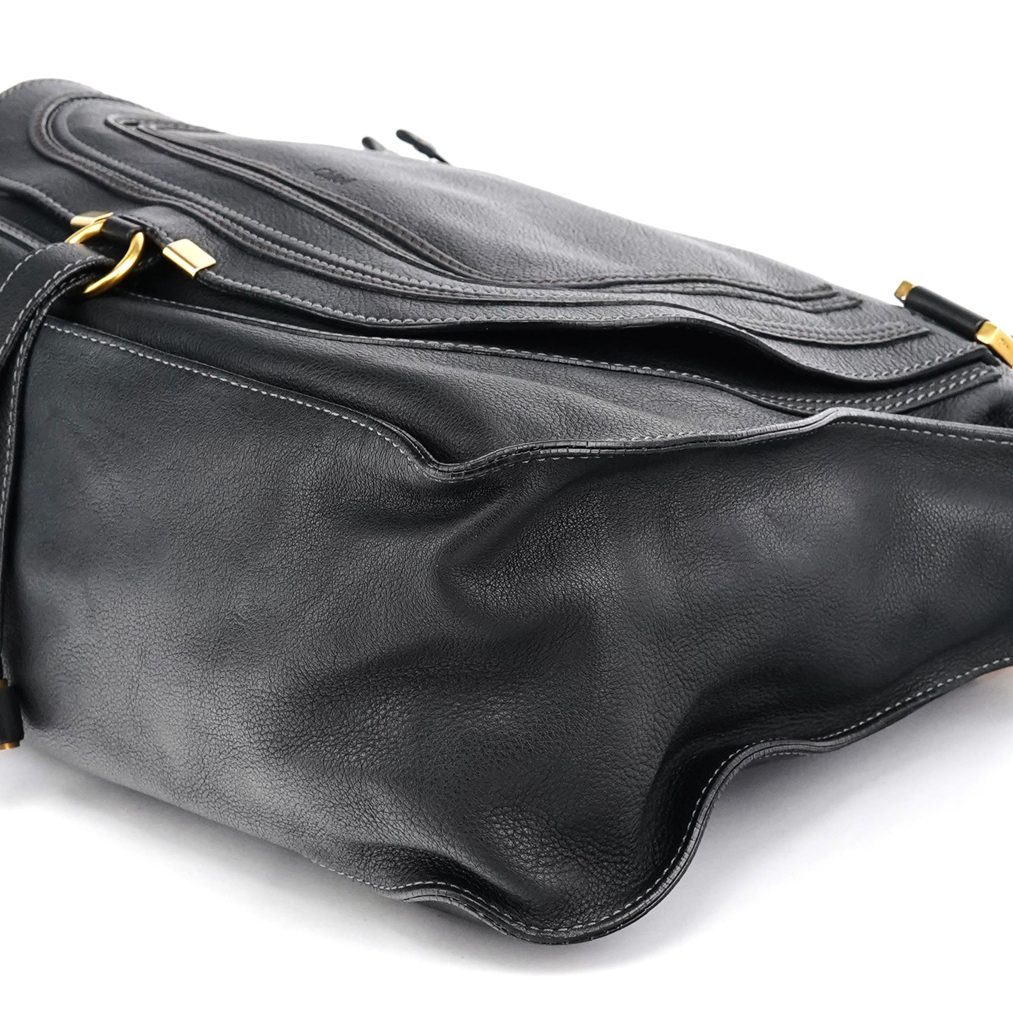 Chloe Large Black Leather Marcie Shoulder Bag