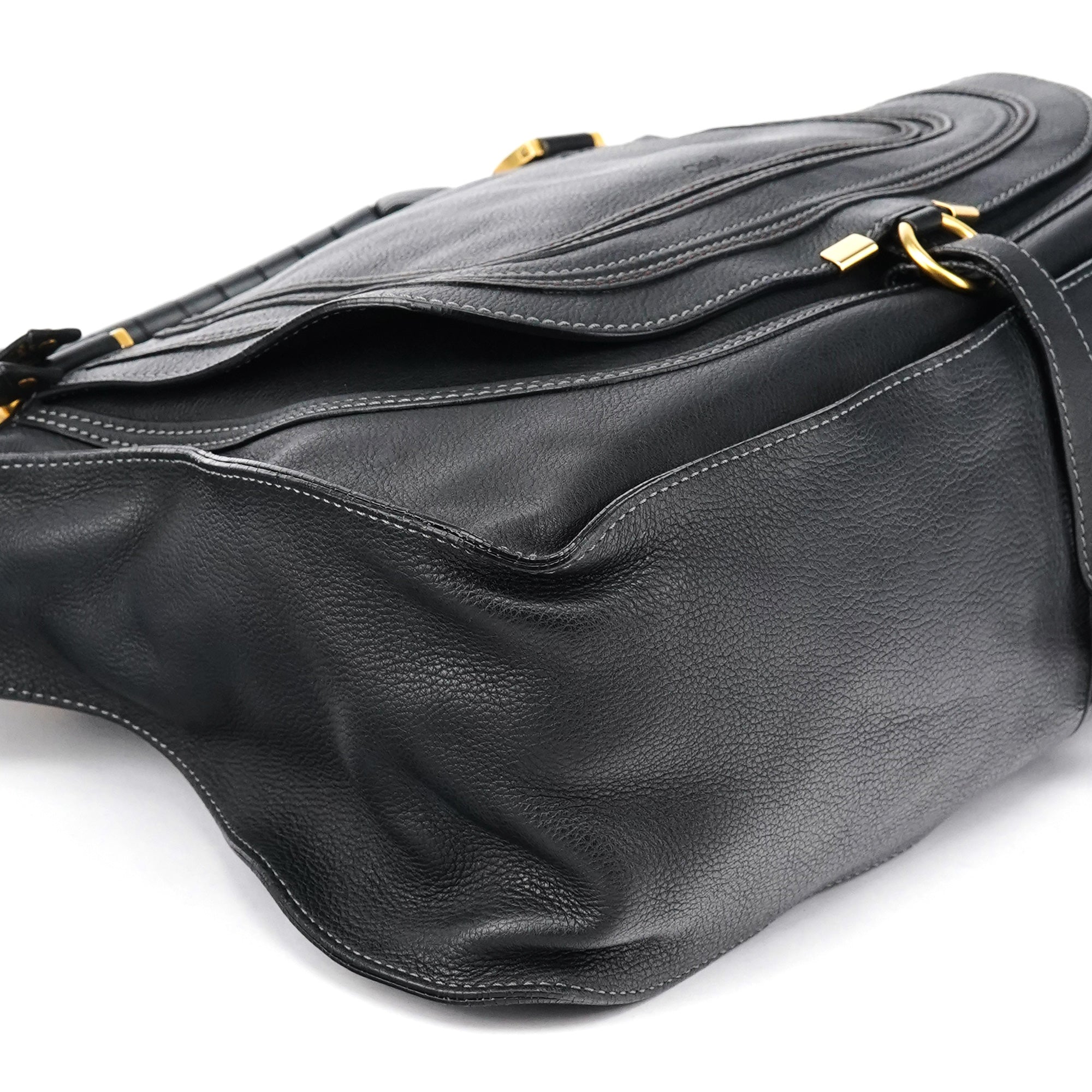 Chloe Large Black Leather Marcie Shoulder Bag