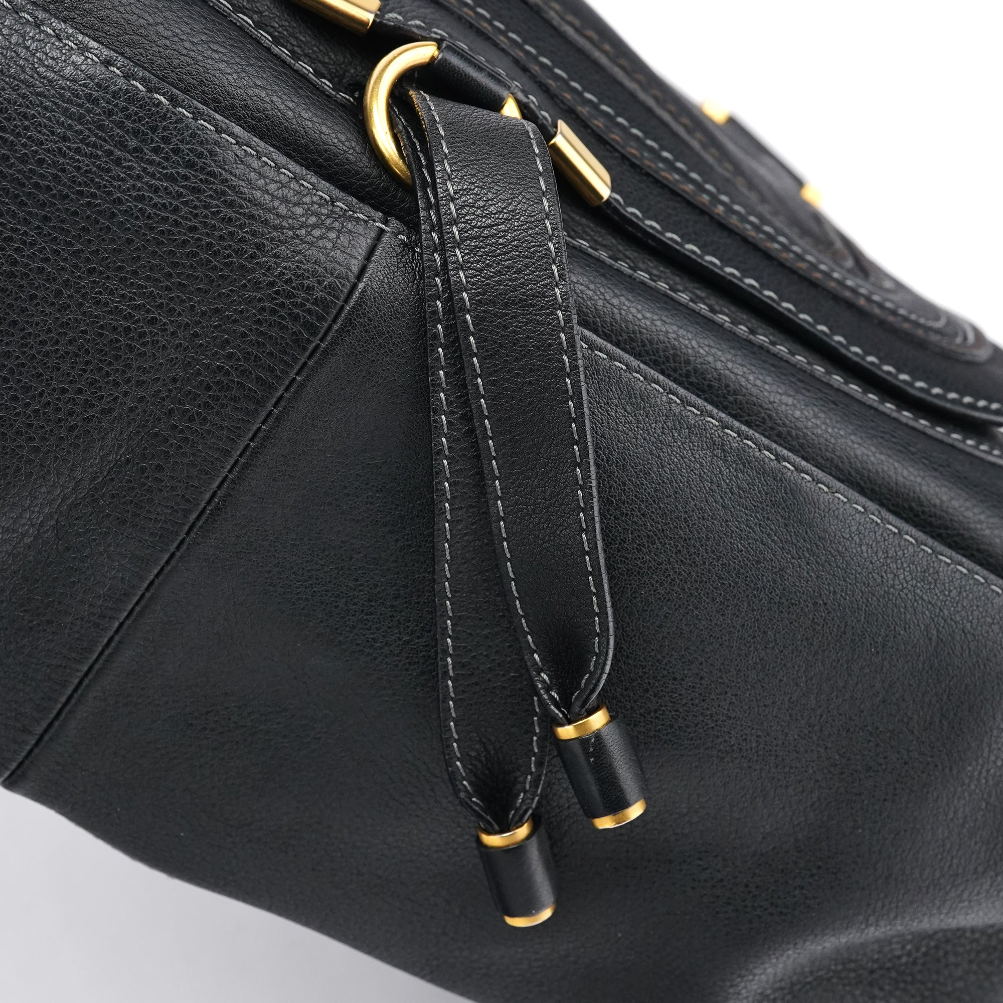 Chloe Large Black Leather Marcie Shoulder Bag