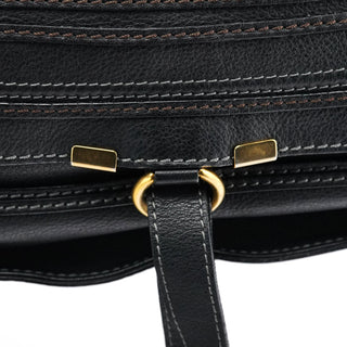 Chloe Large Black Leather Marcie Shoulder Bag