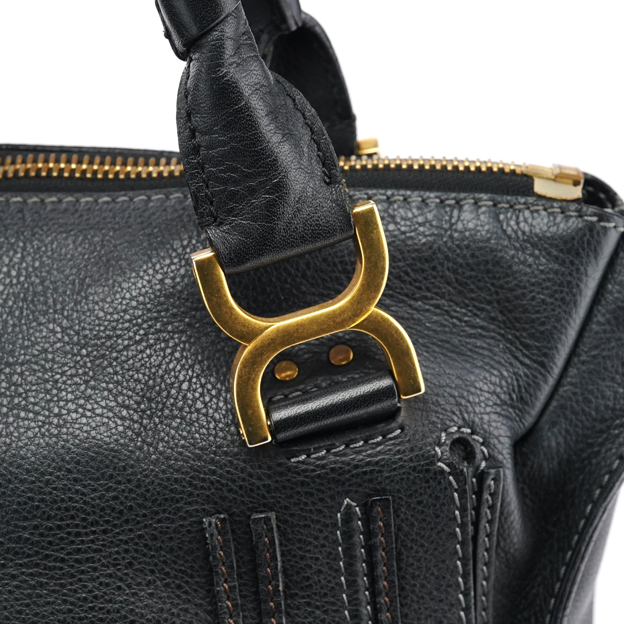 Chloe Large Black Leather Marcie Shoulder Bag