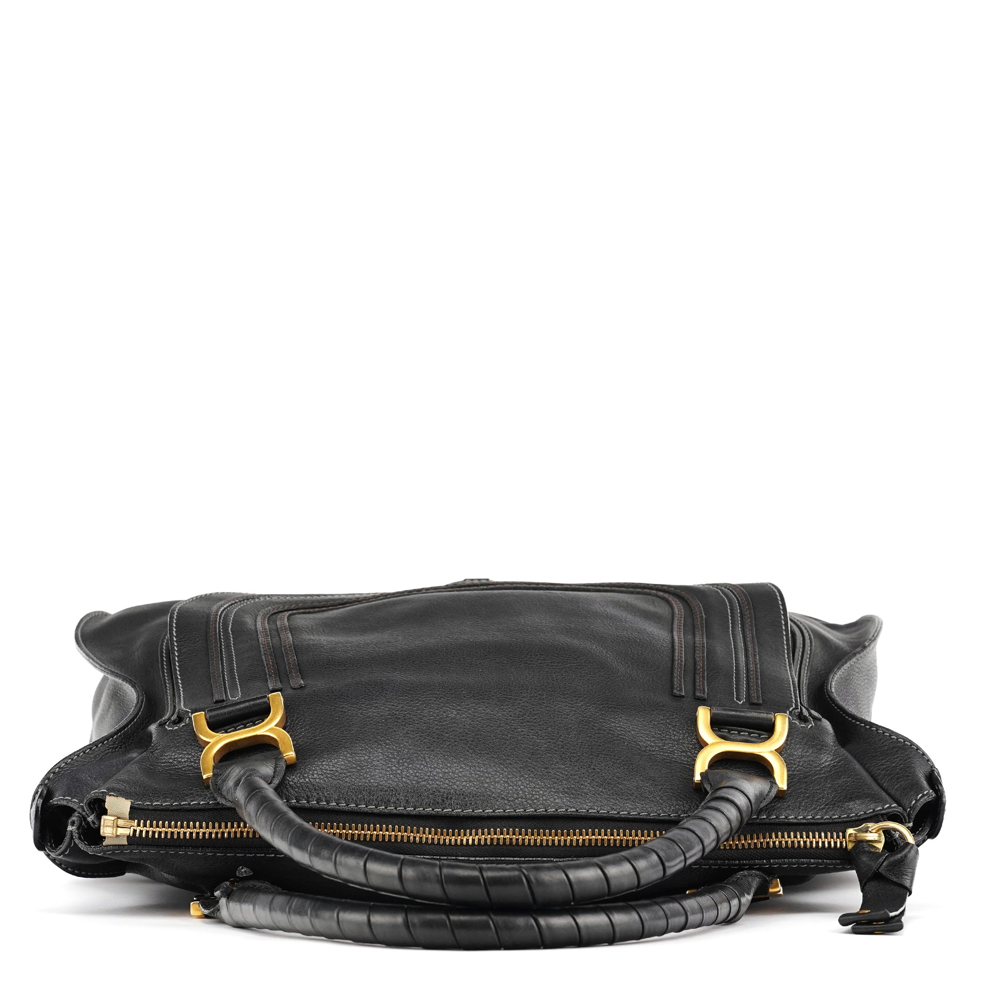 Chloe Large Black Leather Marcie Shoulder Bag