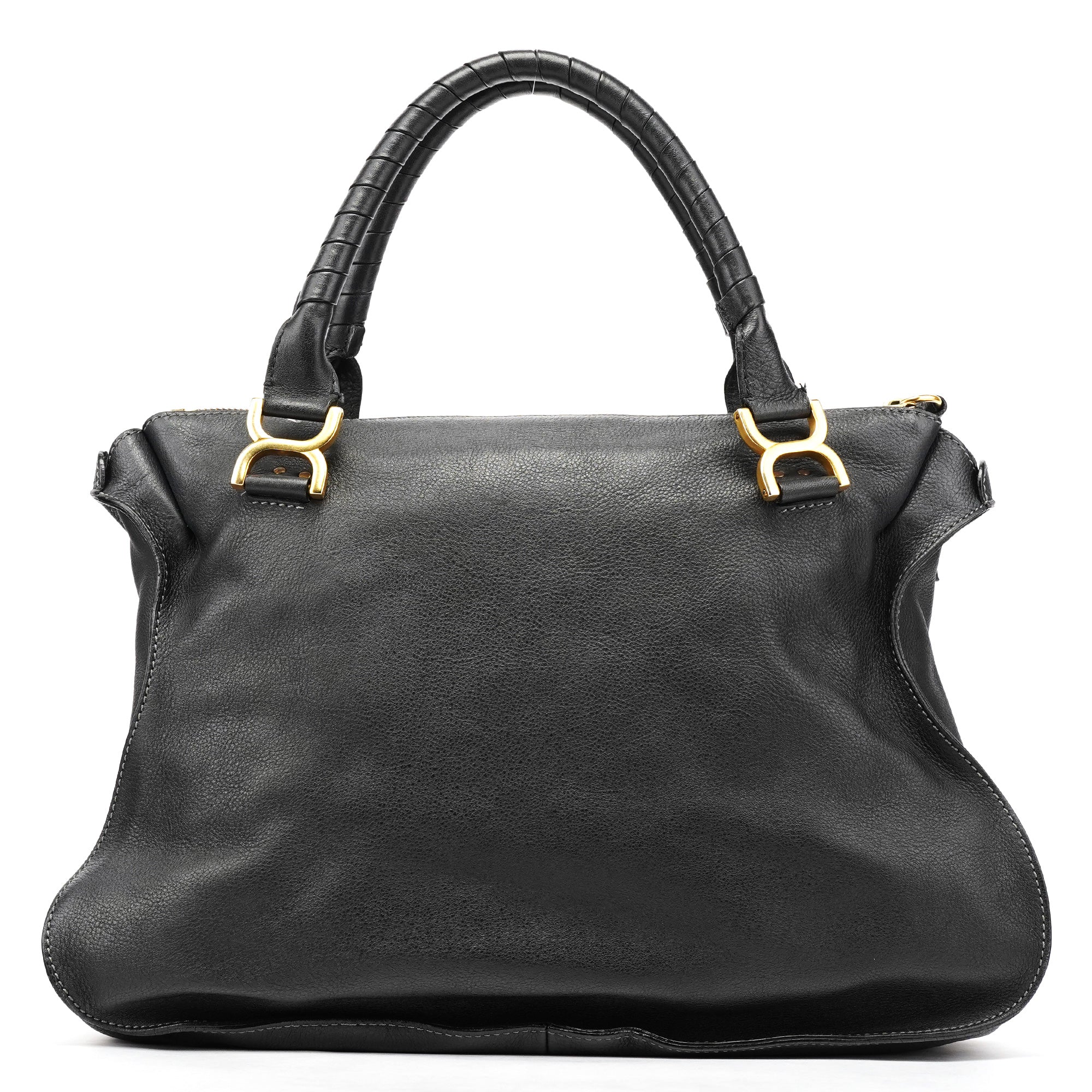 Chloe Large Black Leather Marcie Shoulder Bag