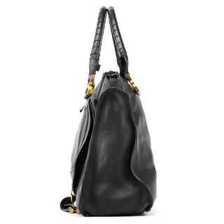 Chloe Large Black Leather Marcie Shoulder Bag