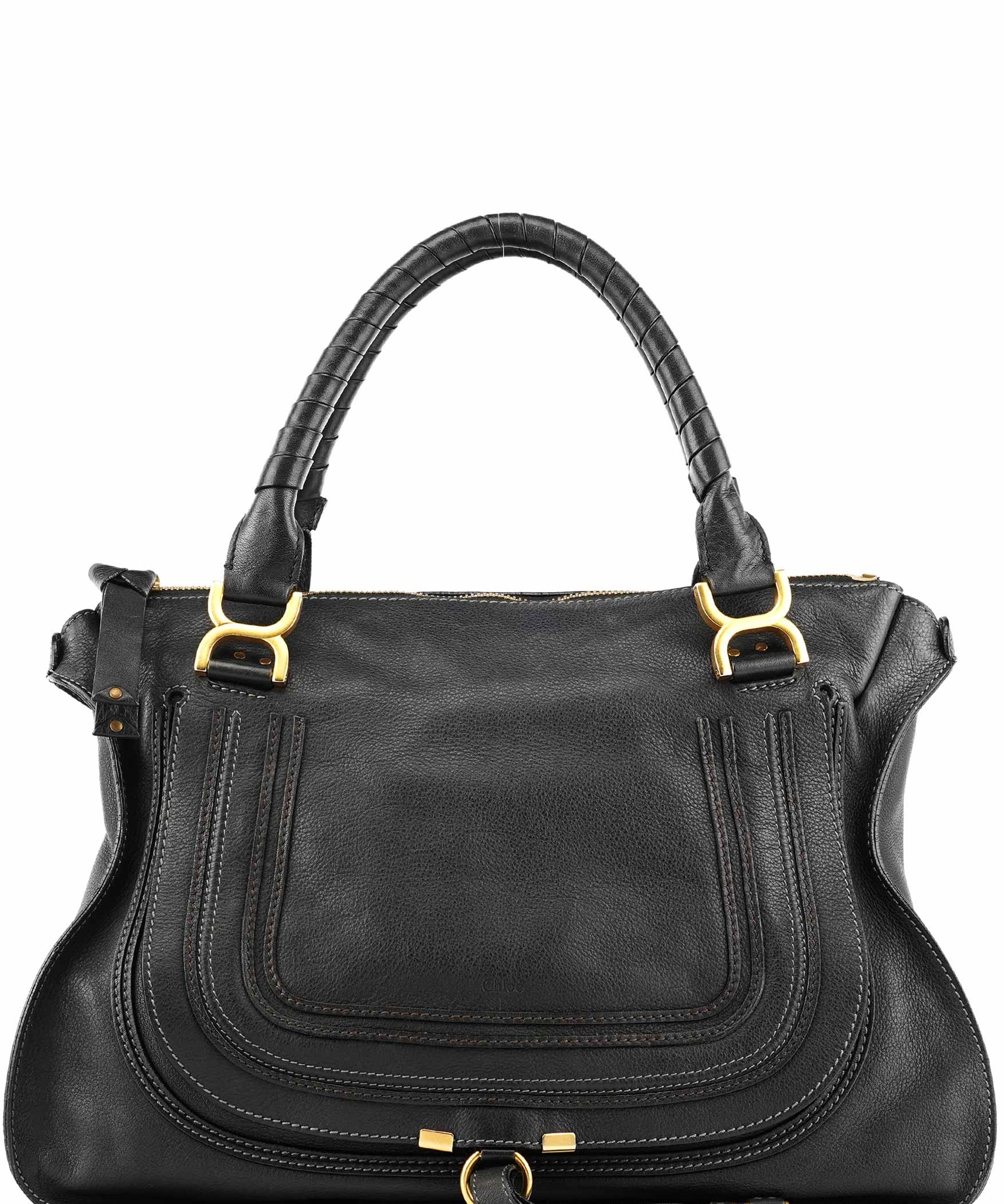 Chloe Large Black Leather Marcie Shoulder Bag