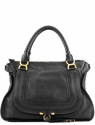 Chloe Large Black Leather Marcie Shoulder Bag
