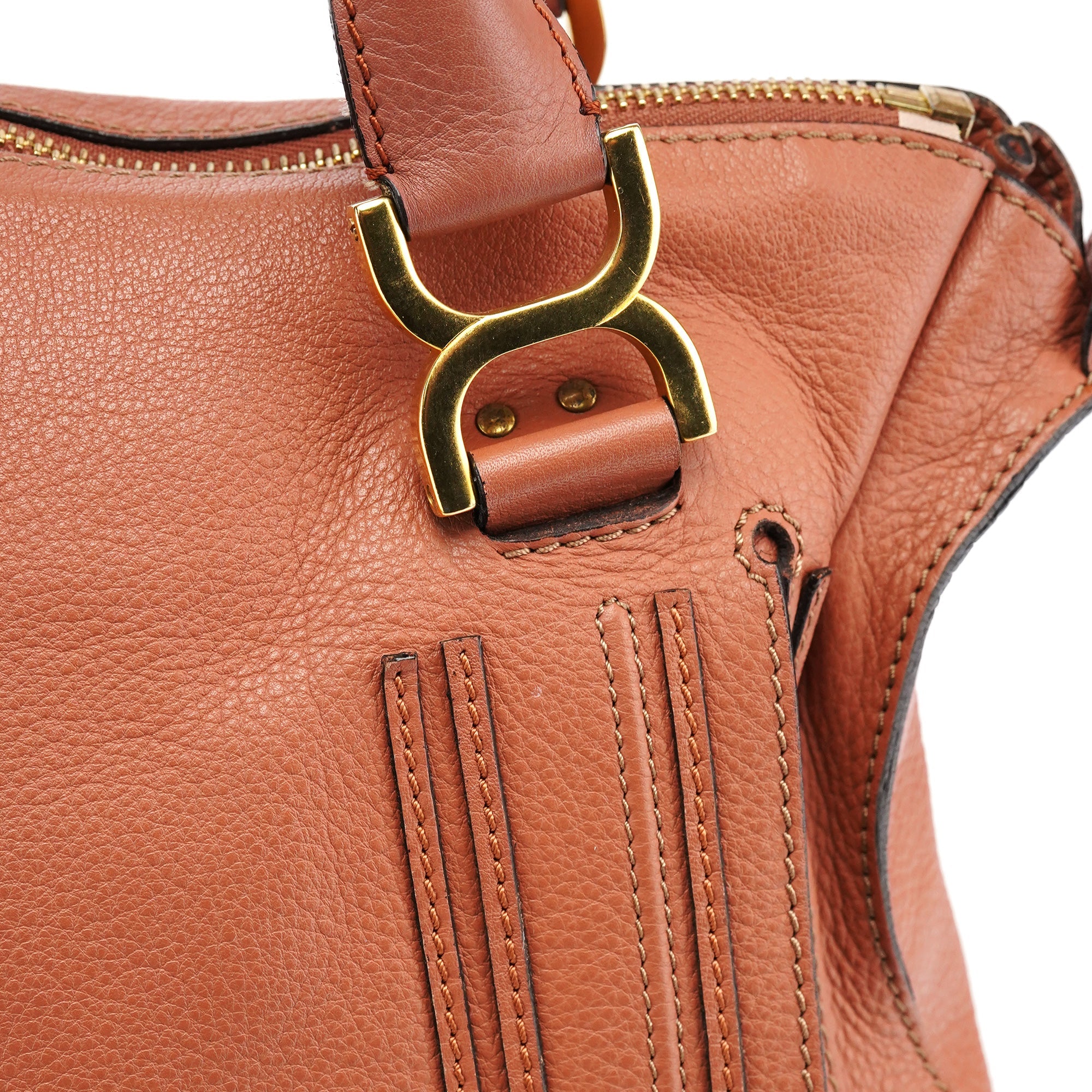Chloe Large Pale Orange Leather Marcie Shoulder Bag