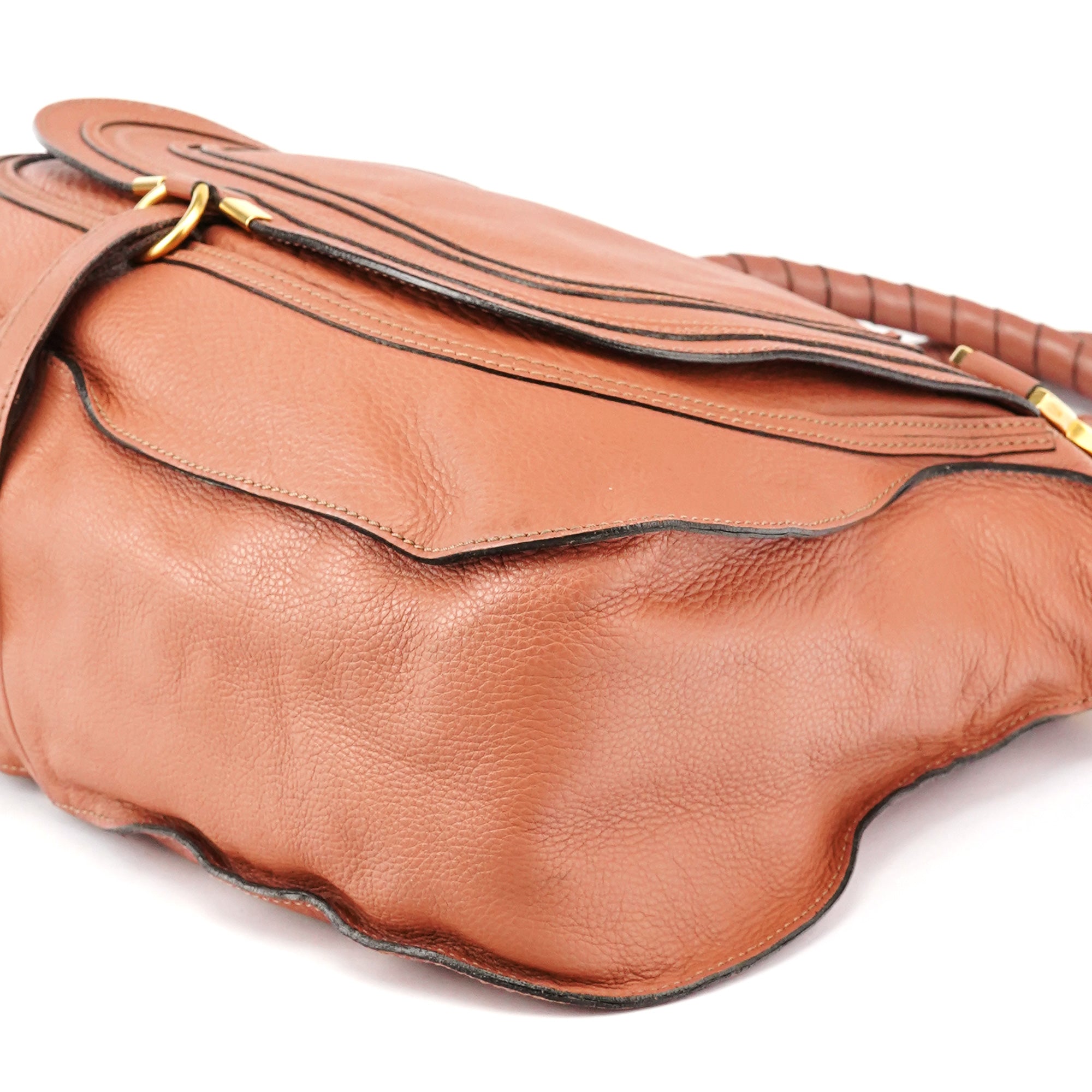 Chloe Large Pale Orange Leather Marcie Shoulder Bag