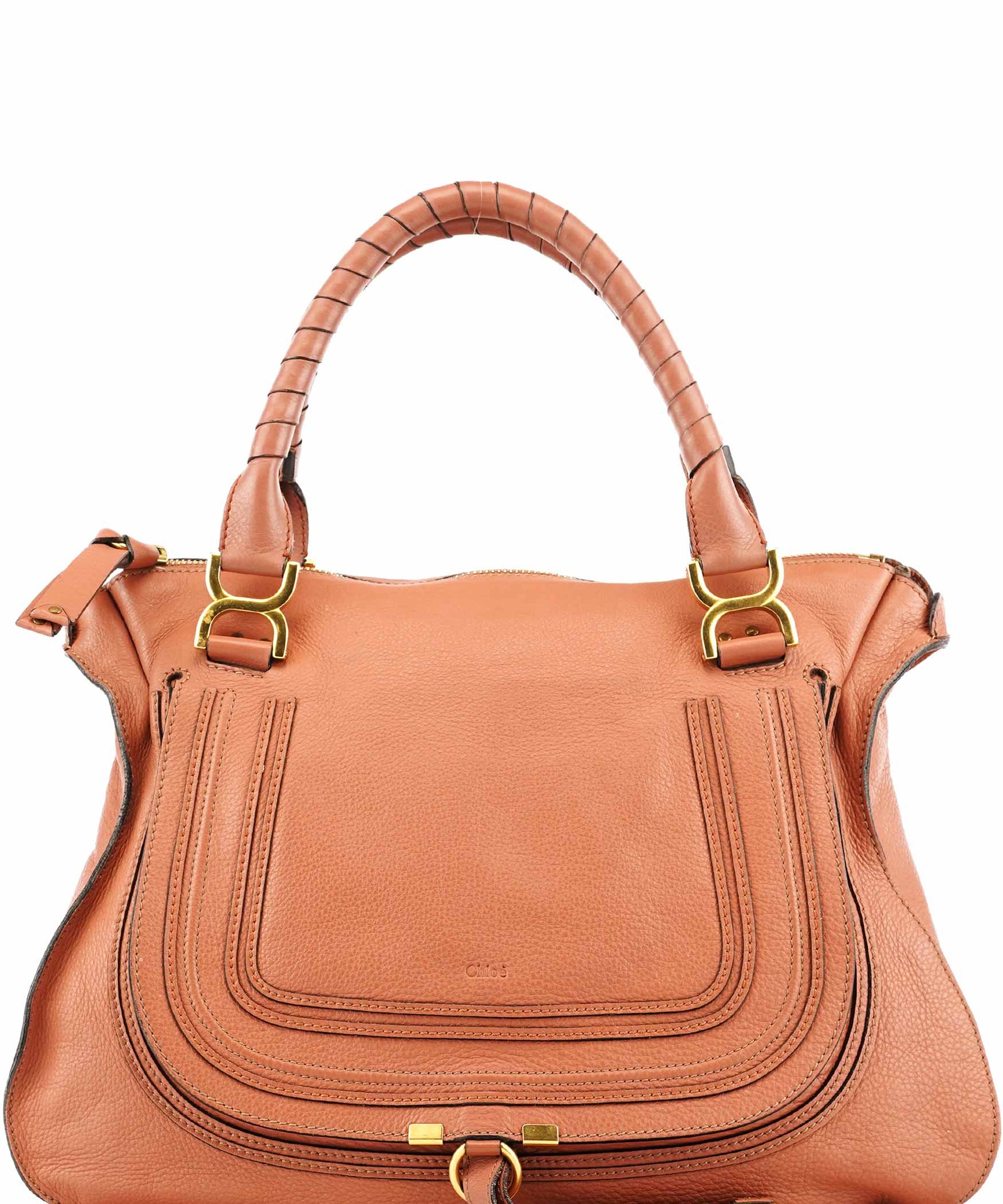 Chloe Large Pale Orange Leather Marcie Shoulder Bag