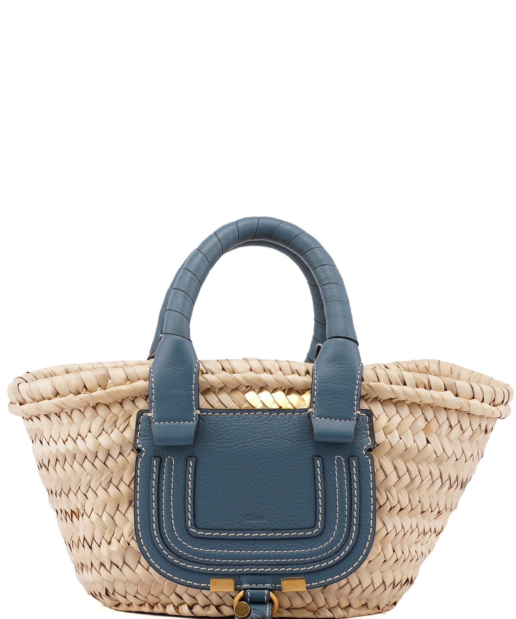 Chloé Light Blue Beige Marcie Basket Bag