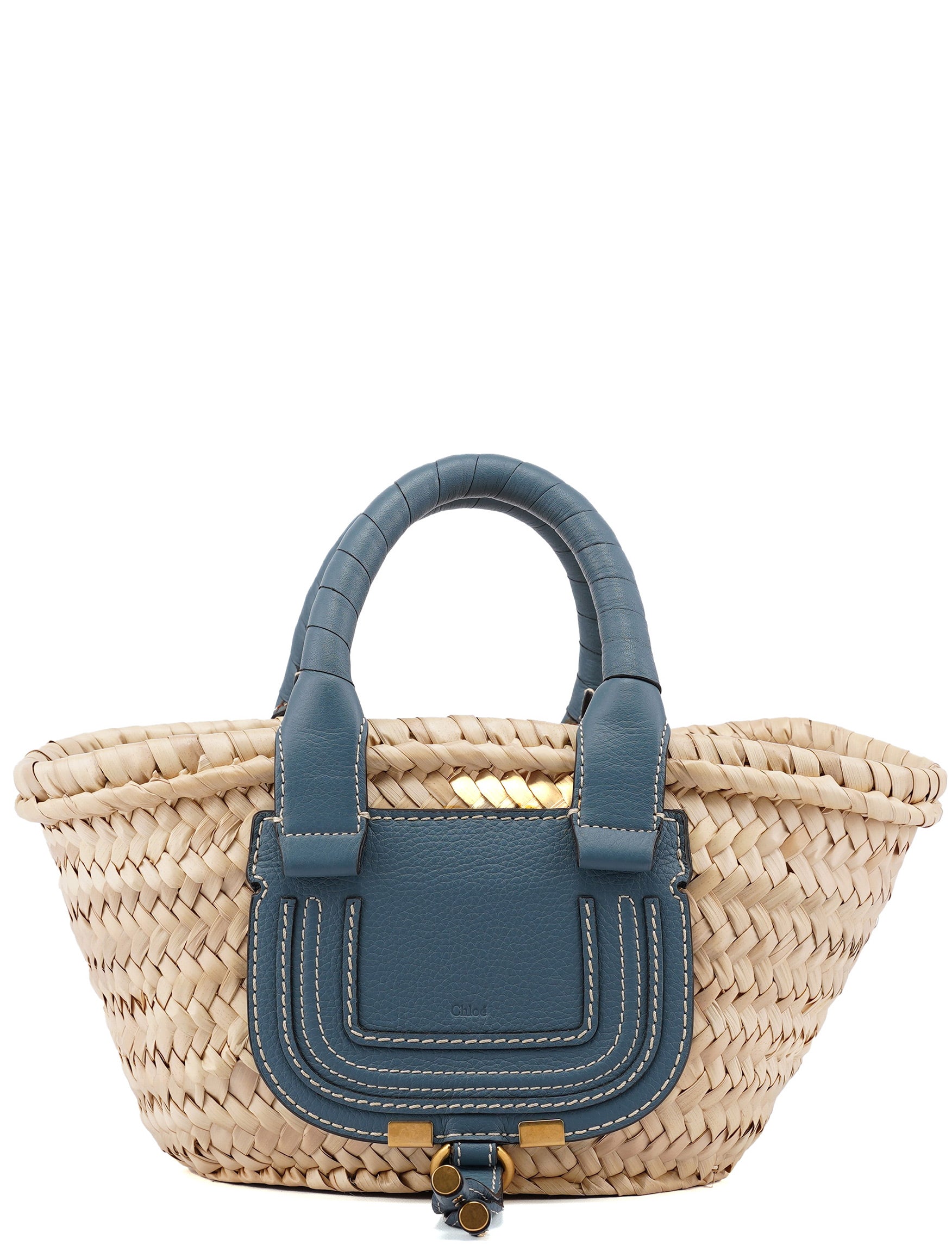 Chloé Light Blue Beige Marcie Basket Bag
