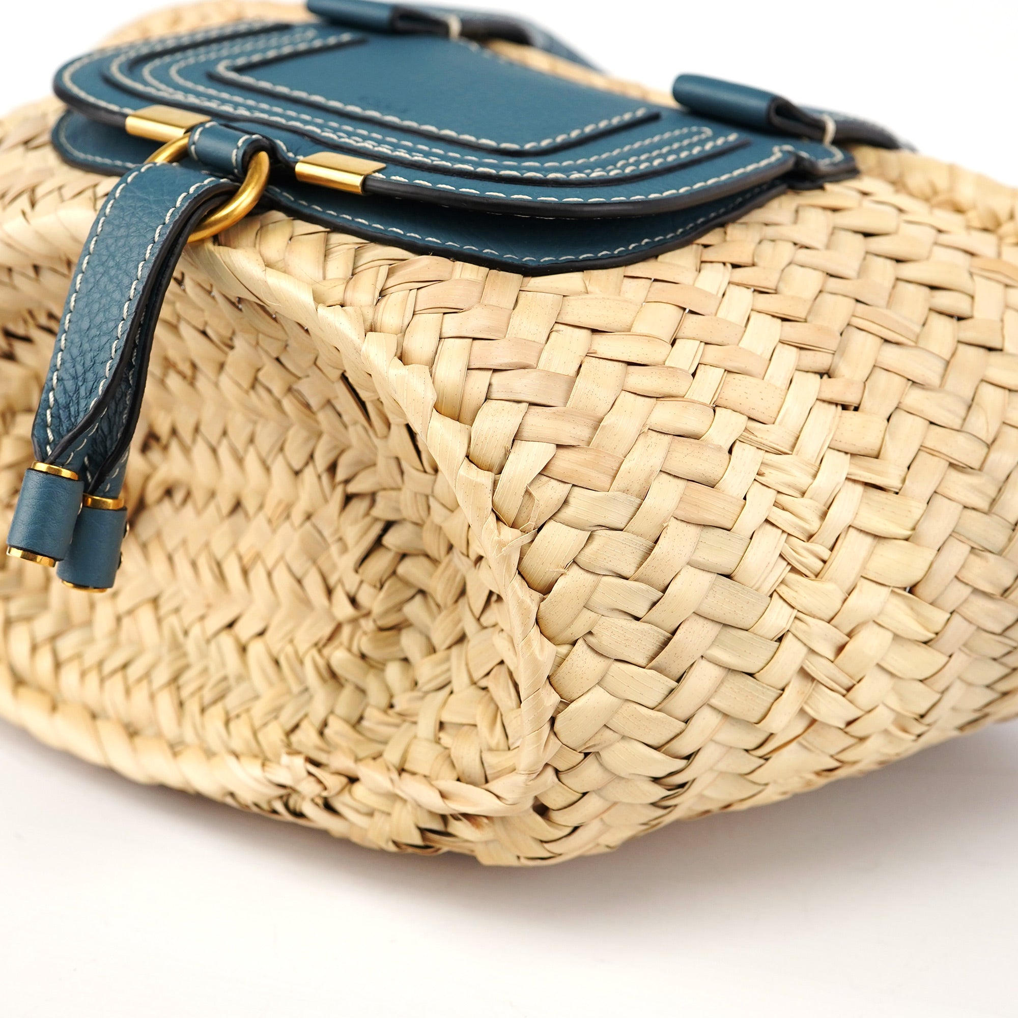 Chloé Light Blue Beige Marcie Basket Bag