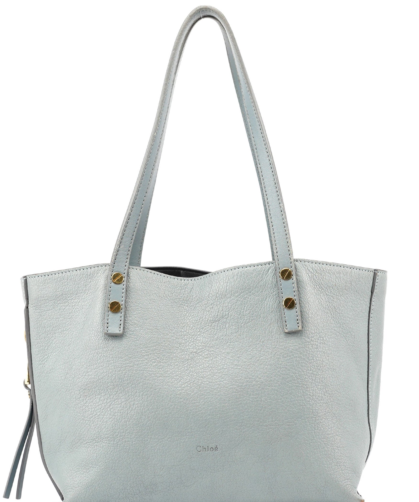 Chloé Light Blue Leather Tote Bag