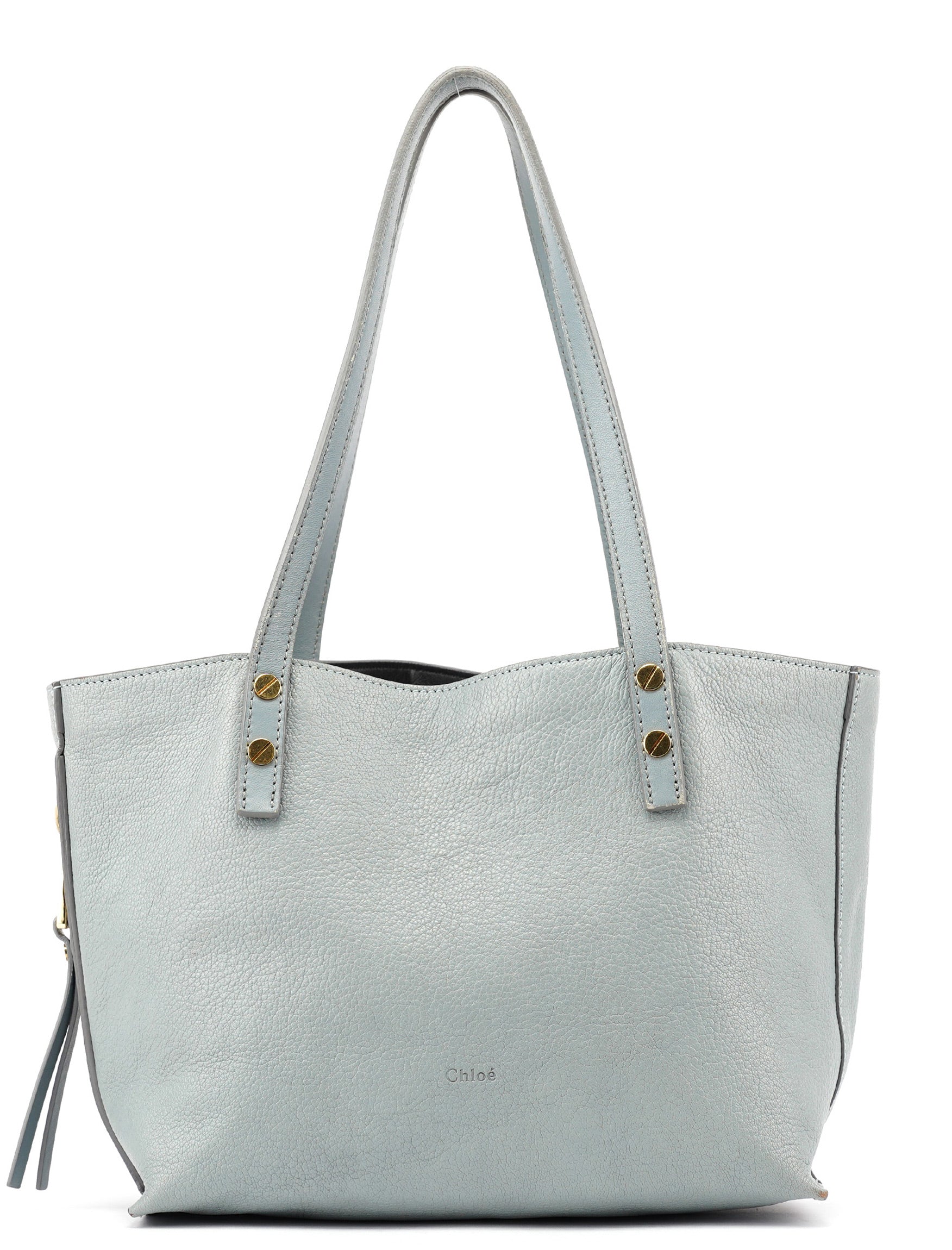 Chloé Light Blue Leather Tote Bag