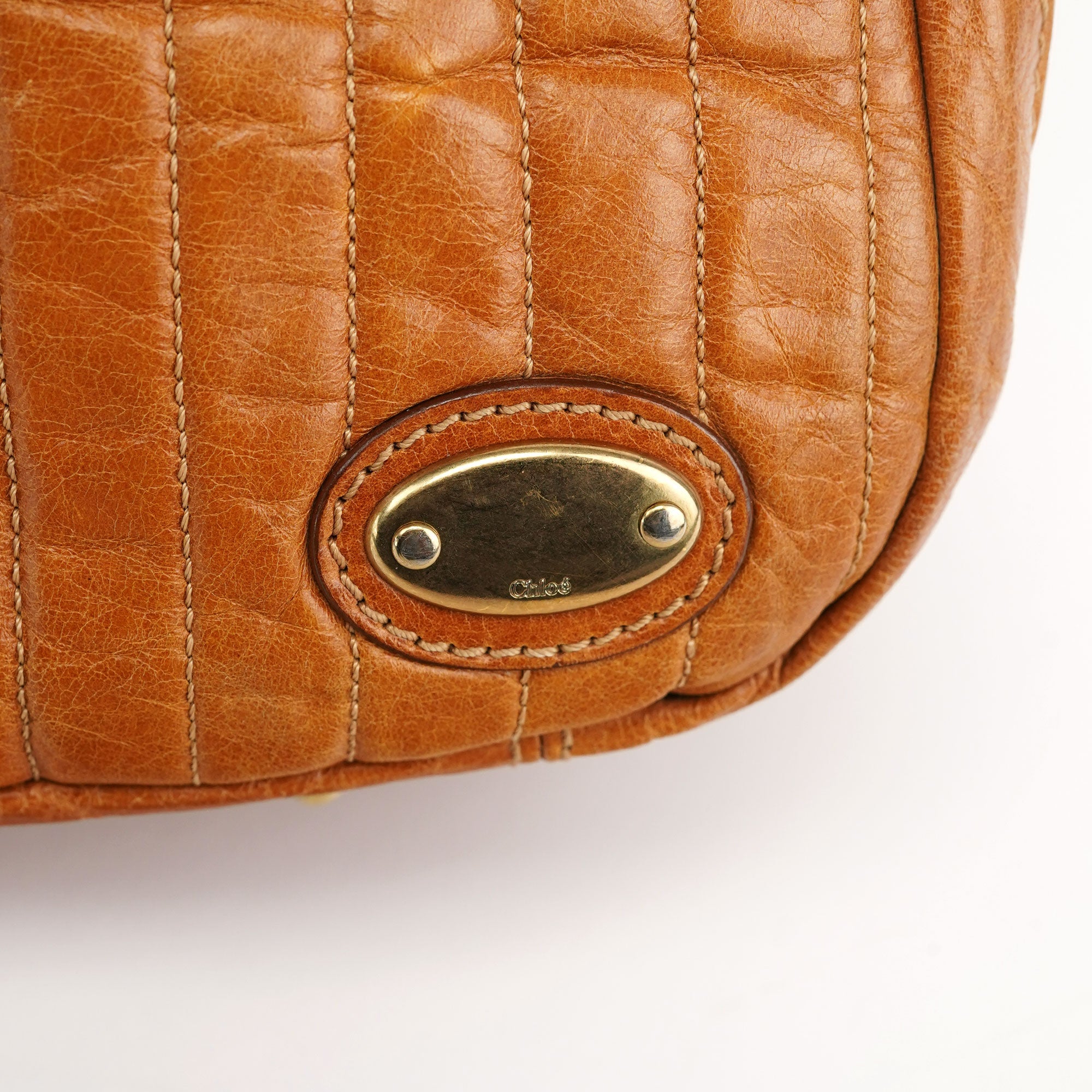 Chloé Sac cabas Bay en cuir verni marron clair