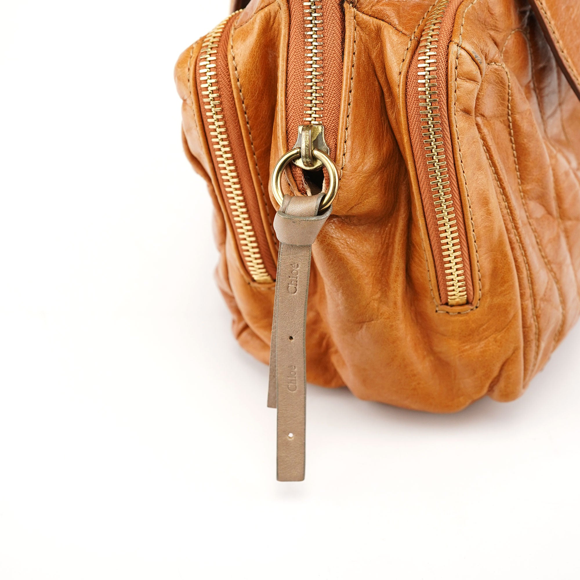 Chloé Sac cabas Bay en cuir verni marron clair