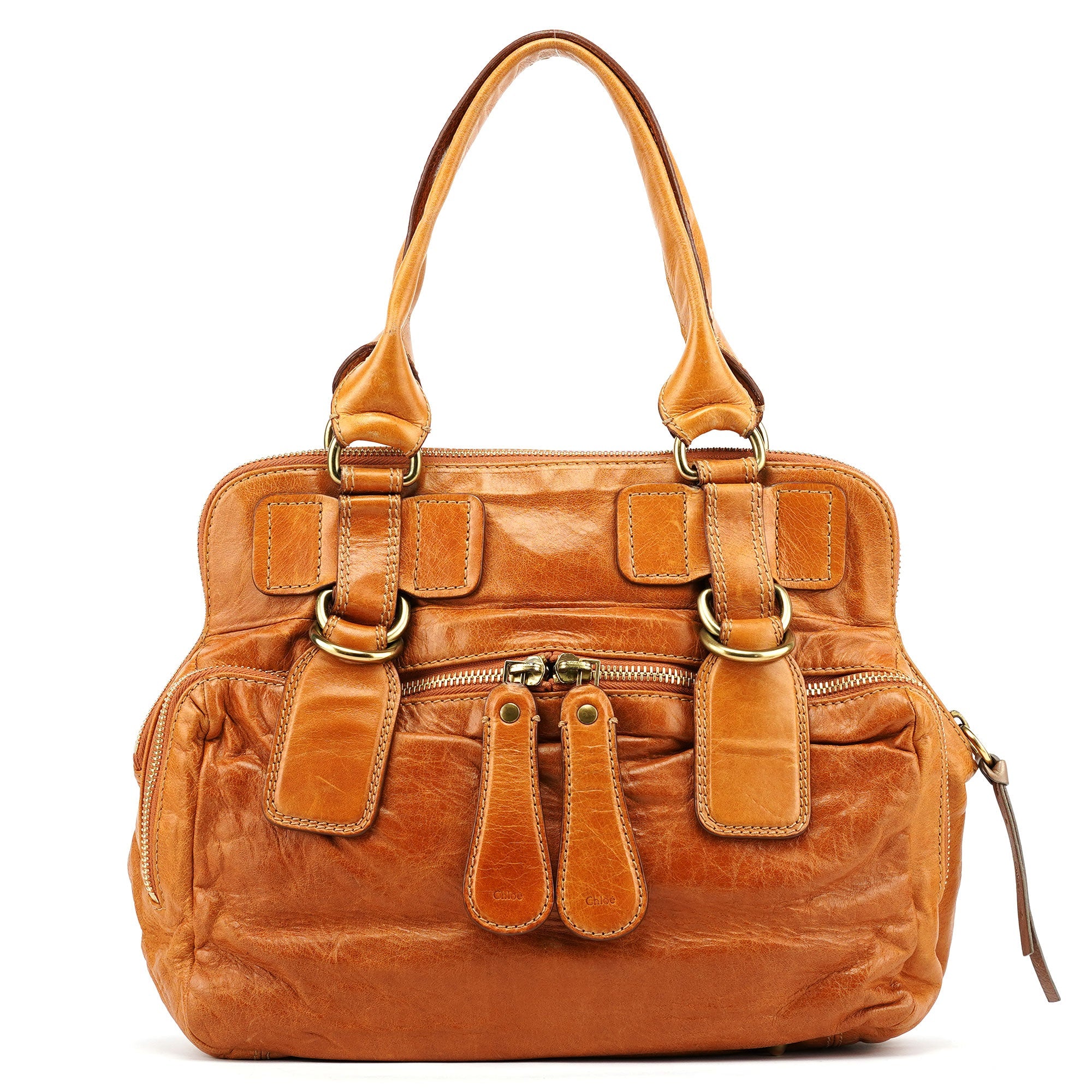 Chloé Sac cabas Bay en cuir verni marron clair