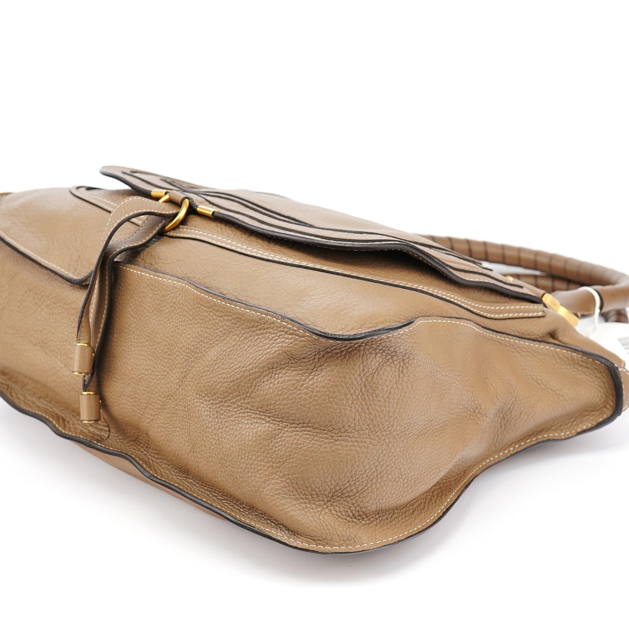 Chloé Große Marcie Schultertasche aus hellbraunem Leder