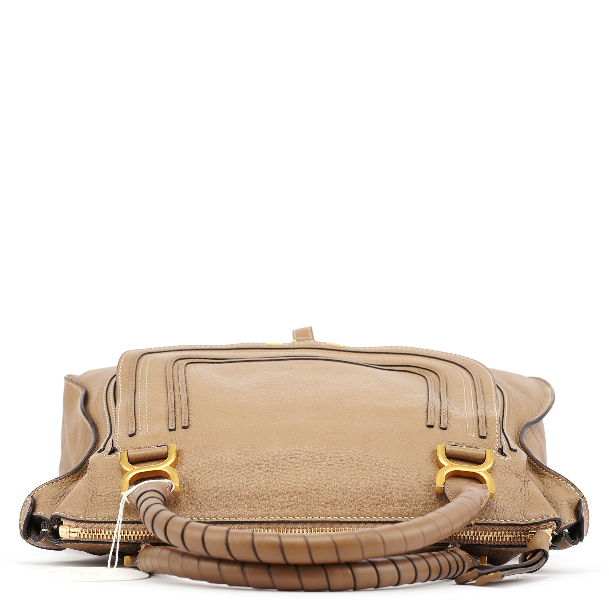 Chloé Große Marcie Schultertasche aus hellbraunem Leder