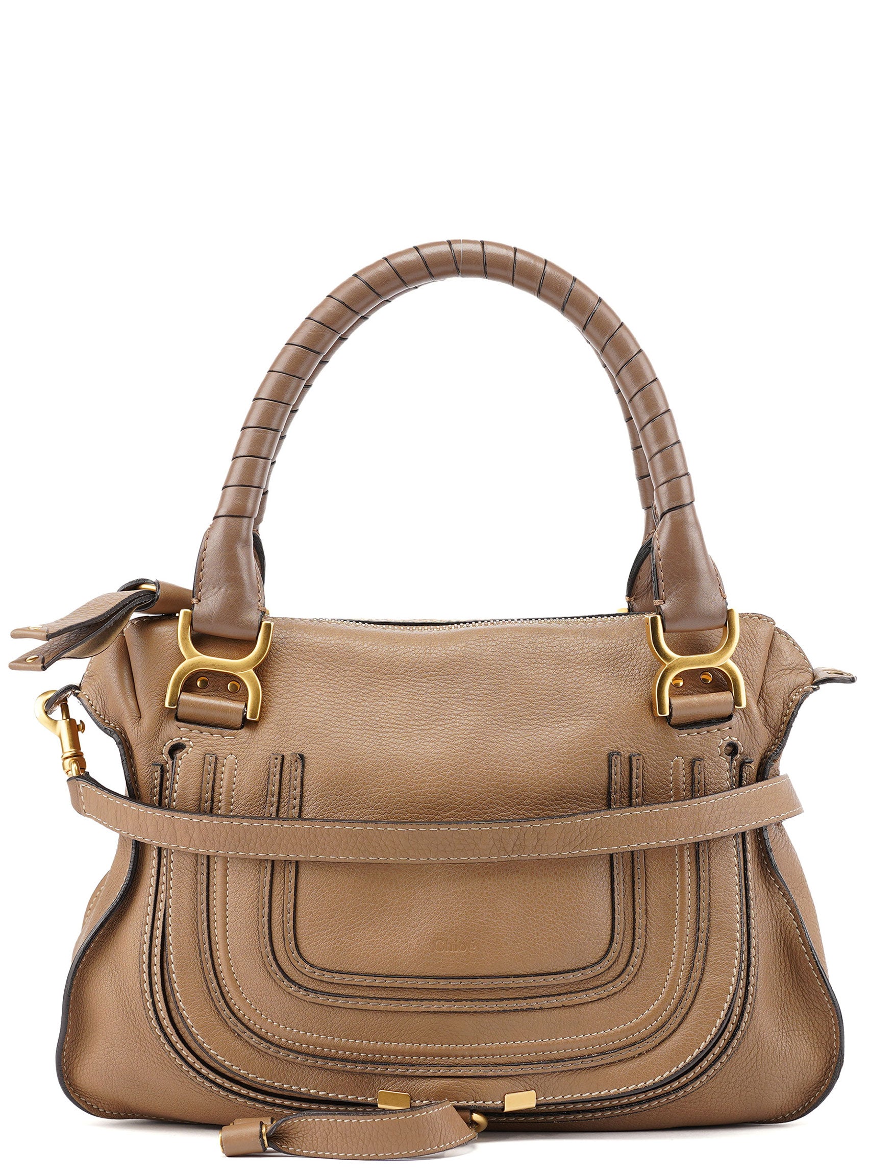 Chloé Sac deux portés Marcie en cuir marron clair