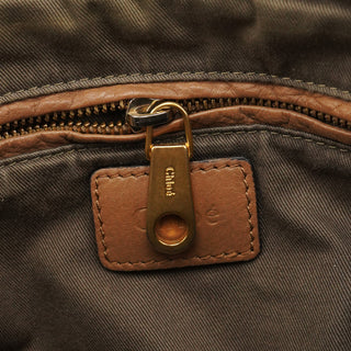 Chloe Light Brown Leather Marcie Intrecciato Shoulder Bag