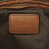 Chloe Light Brown Leather Marcie Intrecciato Shoulder Bag
