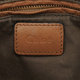 Chloe Light Brown Leather Marcie Intrecciato Shoulder Bag