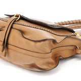 Chloe Light Brown Leather Marcie Intrecciato Shoulder Bag