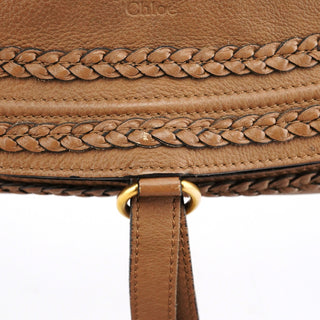 Chloe Light Brown Leather Marcie Intrecciato Shoulder Bag