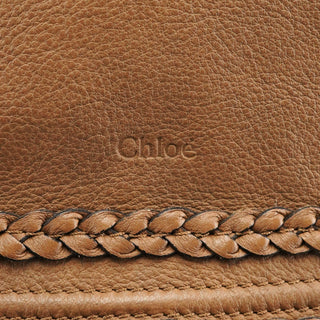 Chloe Light Brown Leather Marcie Intrecciato Shoulder Bag