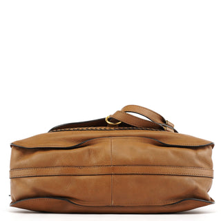 Chloe Light Brown Leather Marcie Intrecciato Shoulder Bag
