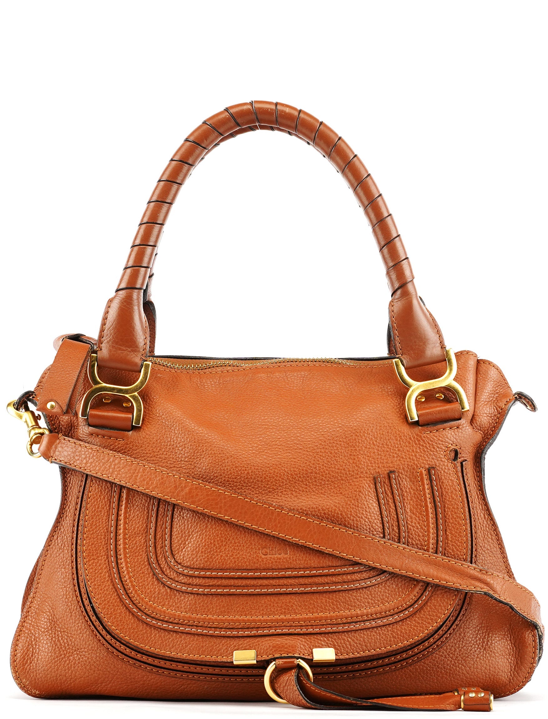Chloe Light Brown Leather Marcie Shoulder Bag