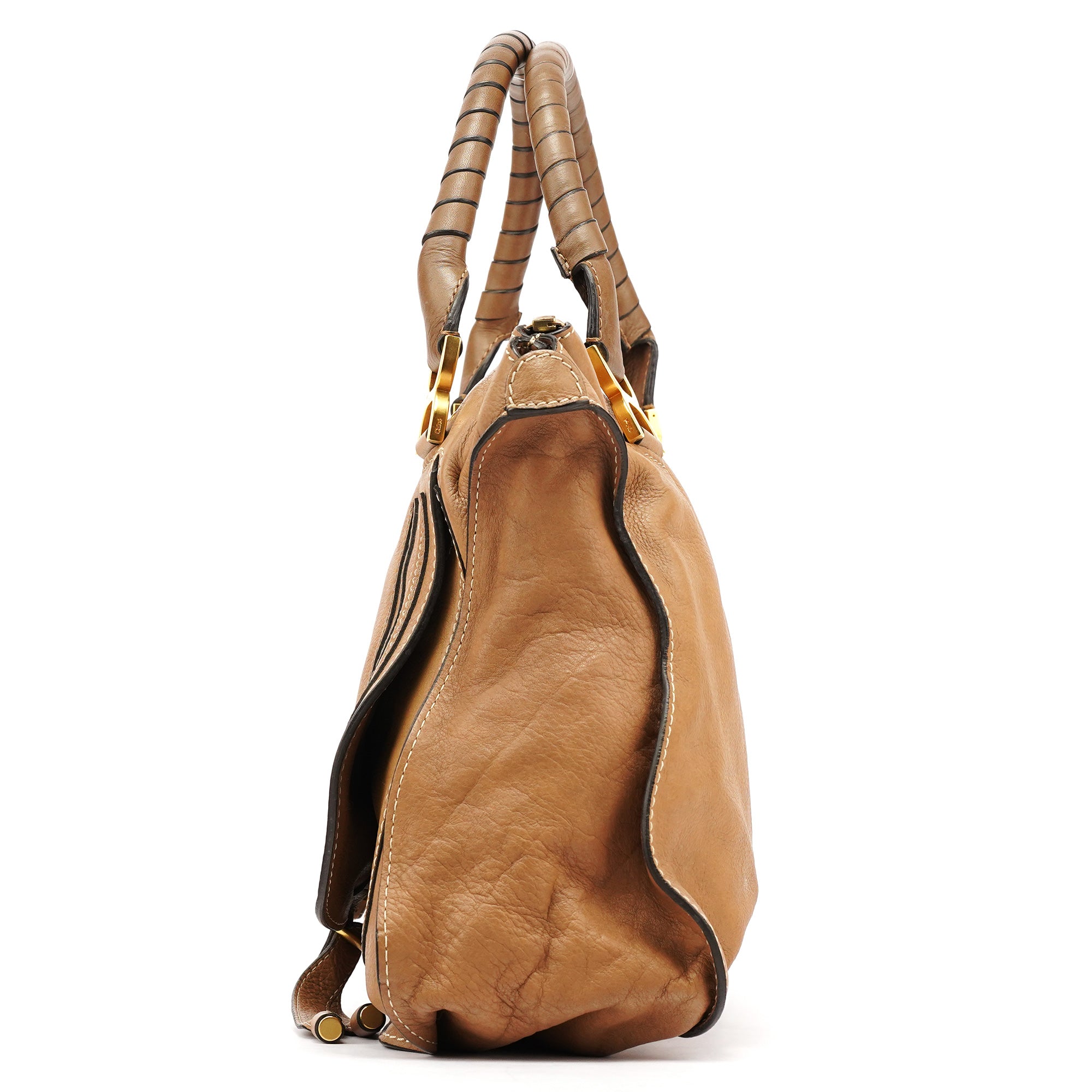 Chloe Light Brown Leather Marcie Shoulder Bag